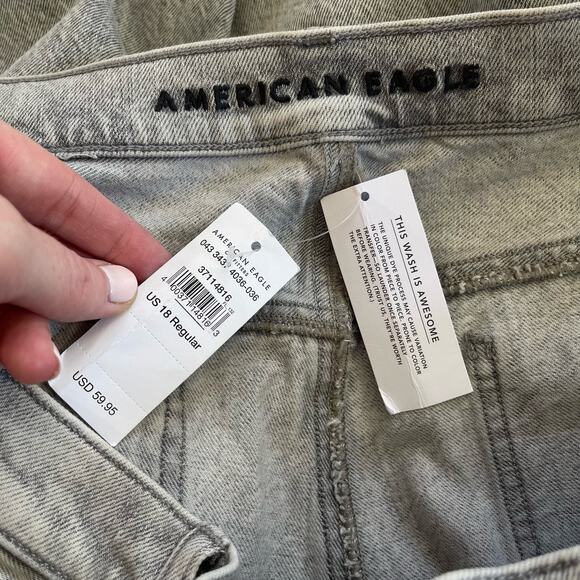 NWT American Eagle '90s Straight Jean in Haze Grey Sz 18 High Rise Straight Leg - Picture 16 of 16